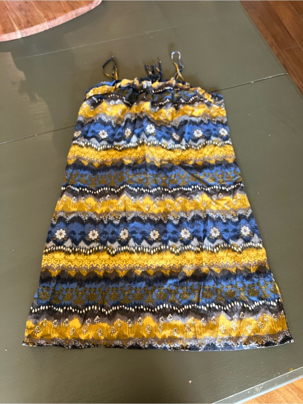Womens Yellow and Blue Patterned Tank